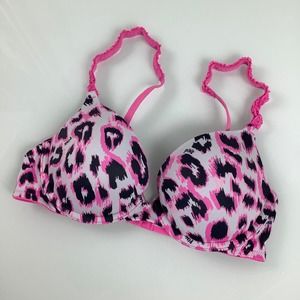 PINK VS Wear Everywhere Push Up Cheetah Print Bra SZ 34B EUC